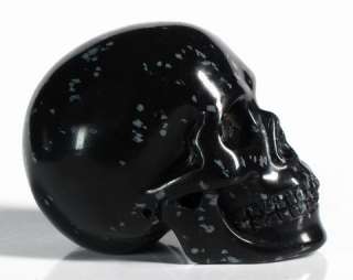 Snowflake Obsidian Carved Crystal Skull, Realistic, Crystal Healing 
