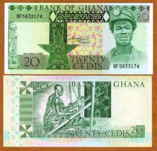 Ghana / Africa, 20 Cedis, 1982, P 21 (21c), UNC  