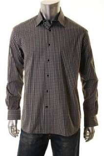 Private Label NEW Mens Button Down Shirt Black Pattern L  