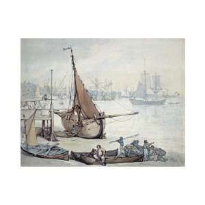 Low Tide At Greenwich by Thomas Rowlandson. size 20 inches width by 