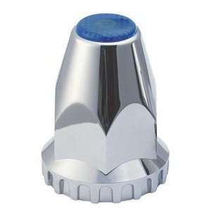 10 Chrome ABS Lug Nut Covers with Flanges and Blue Reflectors 33mm