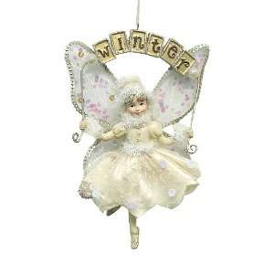 Enchanted Garden Iridescent Winter Fairy With Sign Christmas Ornament