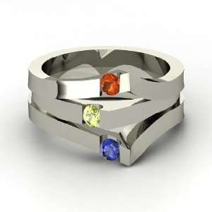 com Gem Peak Ring, Round Peridot Sterling Silver Ring with Fire Opal 