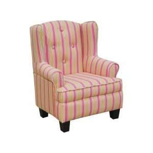   USA K3333 A425 Pink Stripe Wingback Chair 