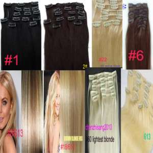 28 inch/70cm clip in human hair extensions colours,120g  