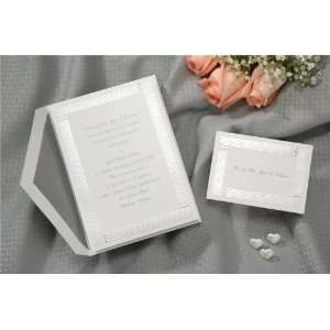  Three Hearts Column Design in Silver Wedding Invitations 