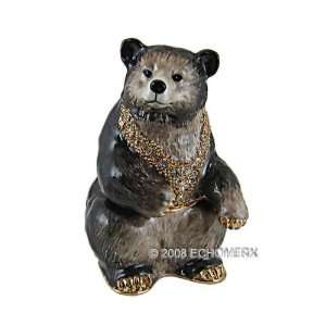    Collectible Trinket Jewelry Box Black Bear Jeweled