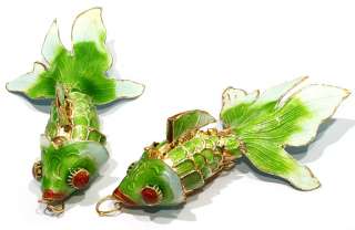 50x70mm Green cloisonne Fish 2pcs  