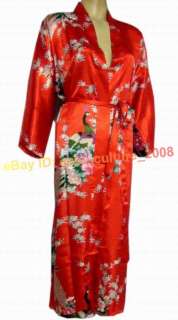SALE Peacock Kimono Robe Sleepwear Yukata&Belt Red WRD 12  