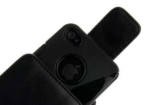 Leather Holster Gel Grip Skin Case for Apple iPhone 4G  