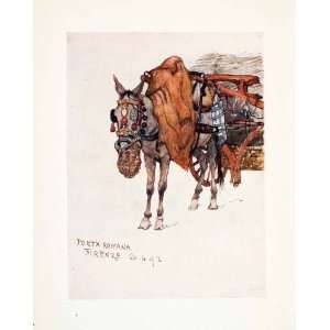   Donkey Burro Harness Wagon Art   Original Color Print