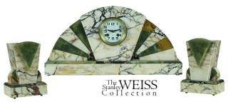 SWC Onyx & Marble 3 piece Art Deco Clock  