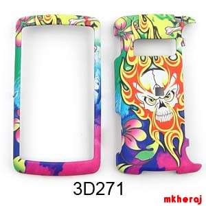 Phone Cover For LG enV3 VX9200 3D Emboss Flaming Skull with Flowers 