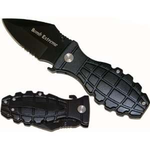  Bomb Extreme Action Assisted Grenade Folding Knife Black 