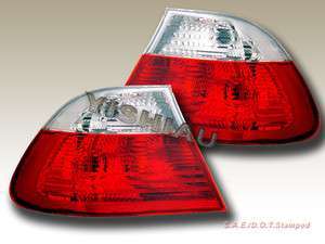 99 01 BMW 3 Series E46 Tail Lights Red & Clear 4D 2000  