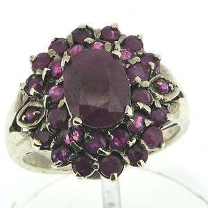 925 Silver 3.88 Ct Natural Red Ruby Ring Size 7.25 US  