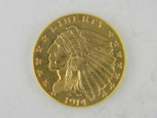 1914 G$2.50 Indian Head Quarter Eagle AU/BU /E 172  