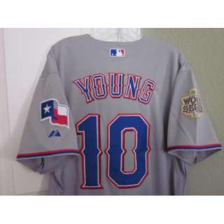 Michael Young Rangers #10 World Series Sewn Gray Jersey 56  