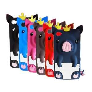  3D Pig Cartoon Animal Silicone Gel Case Cover for iPhone 4 