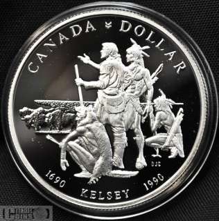 1990 Canada $1 Proof Silver Dollar Henry Kelsey  