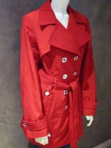 NWT Womens Calvin Klein Satin Poplin Belted Rain Trench Coat Jacket 