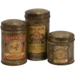  Addie Vintage Label Small Metal Canisters   Set of 3