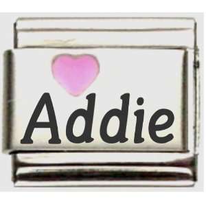  Addie Pink Heart Laser Name Italian Charm Link Jewelry