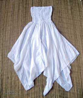 Ragged Cut Forest Pixie Dress   Plain White Thai Cotton  