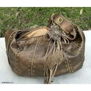  Leather shoulder bag, Bronze Beauty