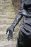 long kidskin leather black gloves with buttons size 8 ( 31 ) 