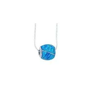  Blue Opal Ball Necklace Inlaid In Sterling Silver On 