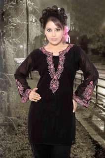 Black long sleeves Kurti/Tunic with designer embroidery  