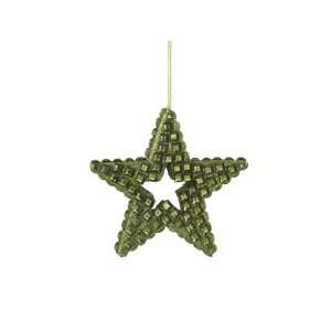  Set of 12 Green Star with Beveled Accents Christmas 