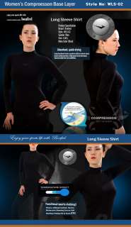 Womens Compression Base Layers Shirt Long Sleeve BK  M  