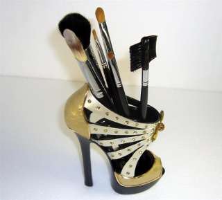   shoe Make up brush/pen Stand holder in golden leopard print pattern