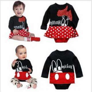  Girl Boy Baby Clothes Minnie Mickey Mouse Set Cotton 