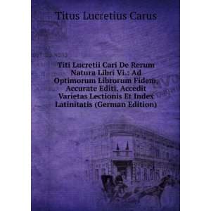   Et Index Latinitatis (German Edition) Titus Lucretius Carus Books