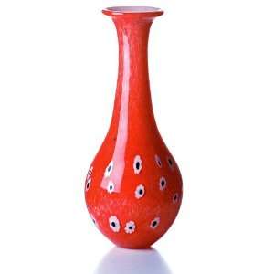  Castellani Red Glass Ware Murano Art Retro Crystal Vase 