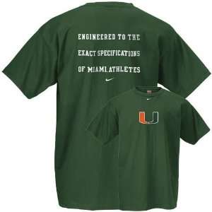  Nike Miami Hurricanes Green Engineered T shirt Sports 