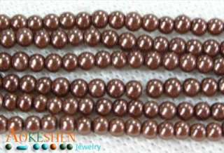230X Round Faux Pearl Glass Loose Bead 3mm BDD12 Brown  