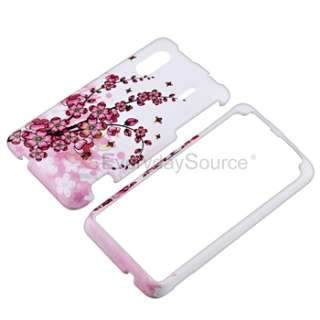 Spring Flower Rubber Hard Case Cover+Car Charger+USB+LCD For HTC EVO 