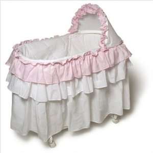  Bassinet and Full Length White Liner with Pink Gingham 
