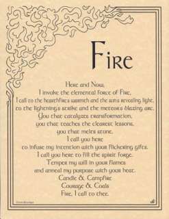 FIRE INVOCATION 8.5 x 11 Parchment Poster wicca witch  