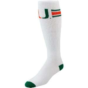  Miami Hurricanes White Retro Knee High Tube Socks Sports 