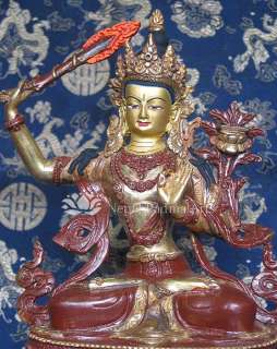 Nepal Hand Carved Bodhisattva Of Wisdom Manjushri  