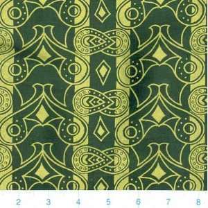 58 Wide African Print Fabric Metallic Hunter Green Shapes By The 