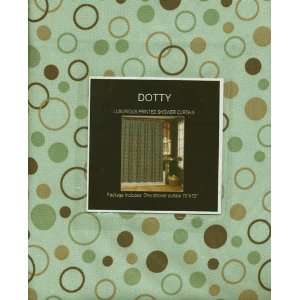  Dotty Sage Green Fabric Shower Curtain Polkadots Circles 