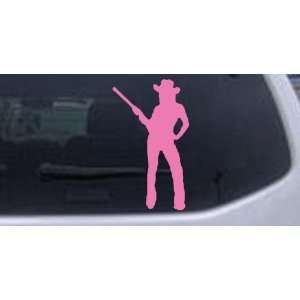 Pink 38in X 21.9in    Cowgirl With Gun Western Car Window Wall Laptop 