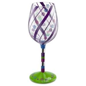  Gone Whimsy Hand Painted Wine Glass 16 Oz Kitchen 