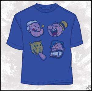 POPEYE HAPPY FACES T SHIRT NEW OFFICIAL BLUTO WIMPY  